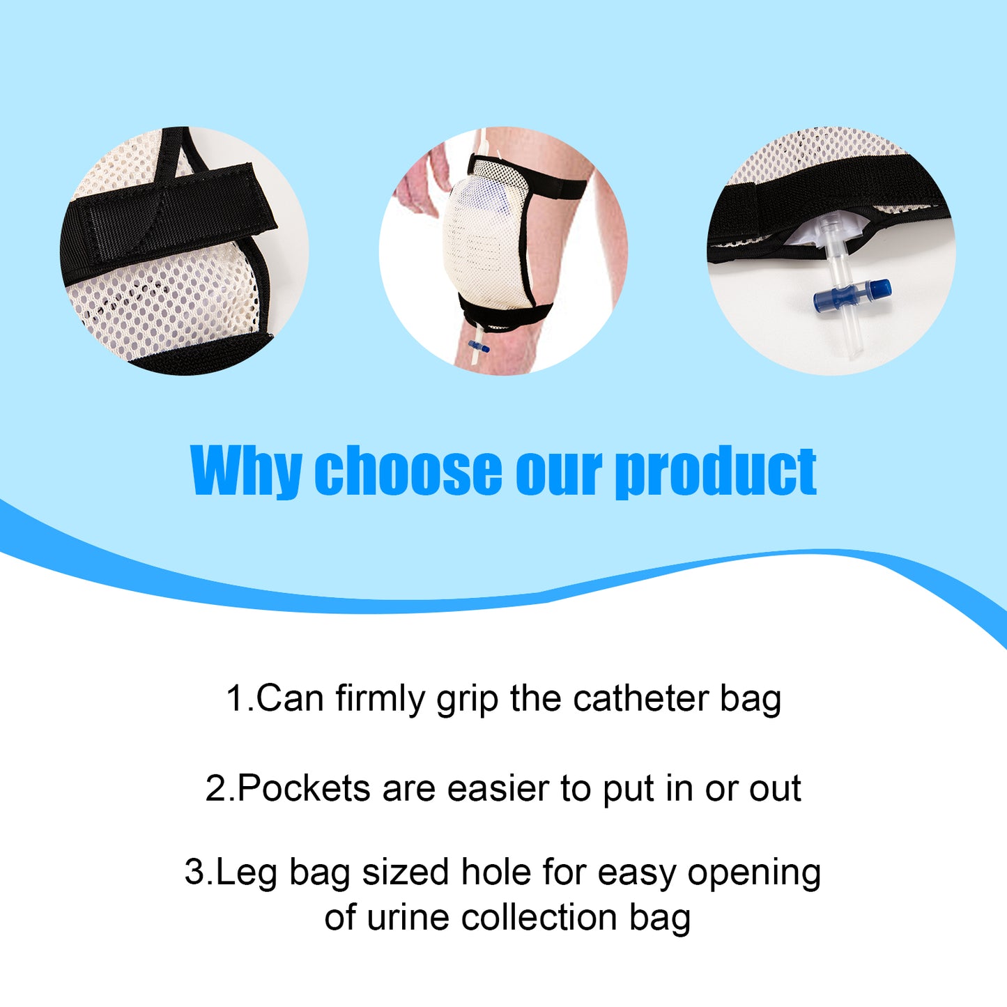 Catheter Leg Bag Holder,Breathable Mesh Catheter Leg Bag,Catheter Stabilization Device Keep Urinary Drainage Bag in Place,Urine Bag for Leg,Foley Catheter Bag Holder,Catheter Sleeves,Catheter Supplies