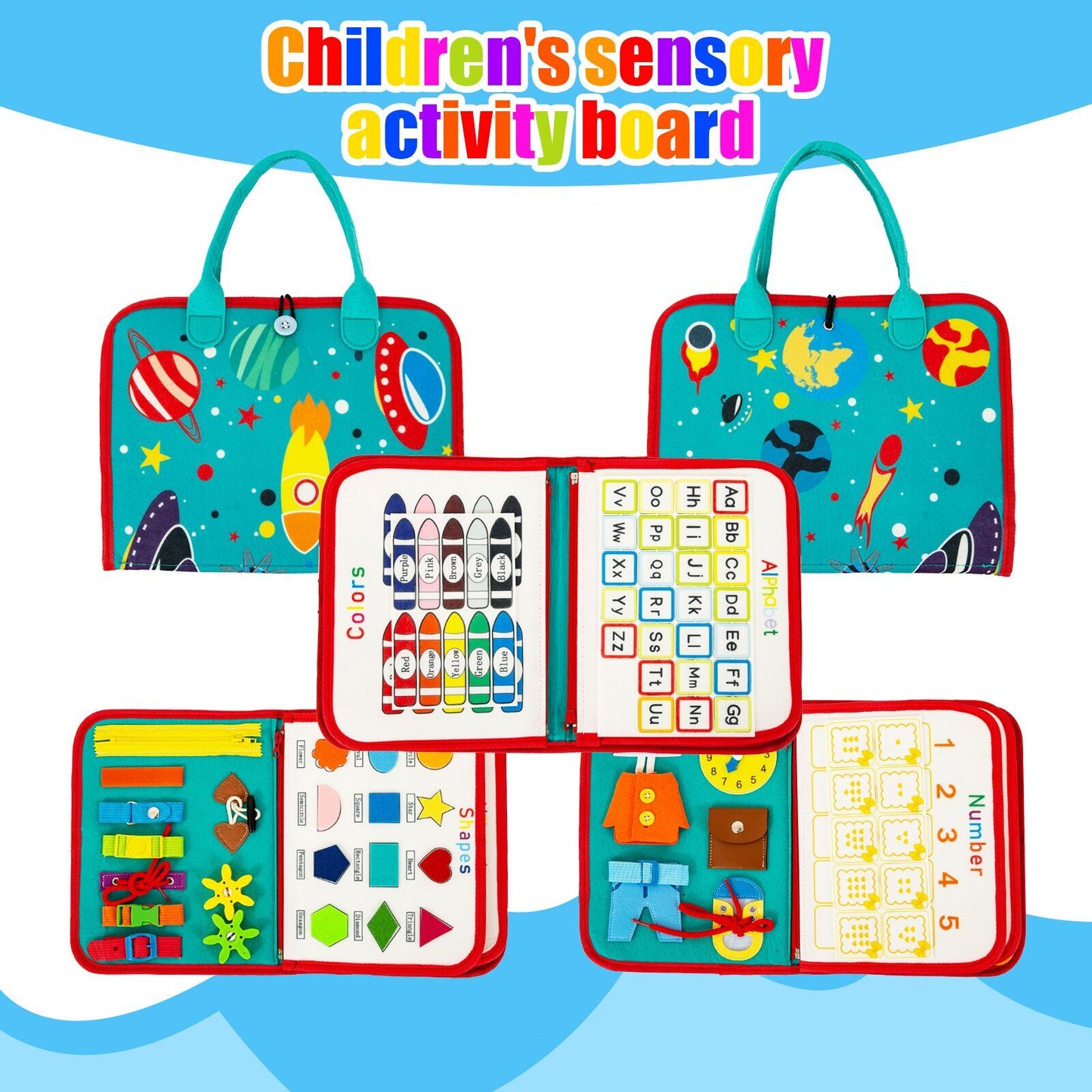 Toddler Busy Board Montessori Toys Busy Book for 1 2 3 4 Year Old Girls Boys Birthday Gifts,Educational Sensory Toys for Preschool Learning Activities,Toddler Baby Kids Airplane Travel Essentials