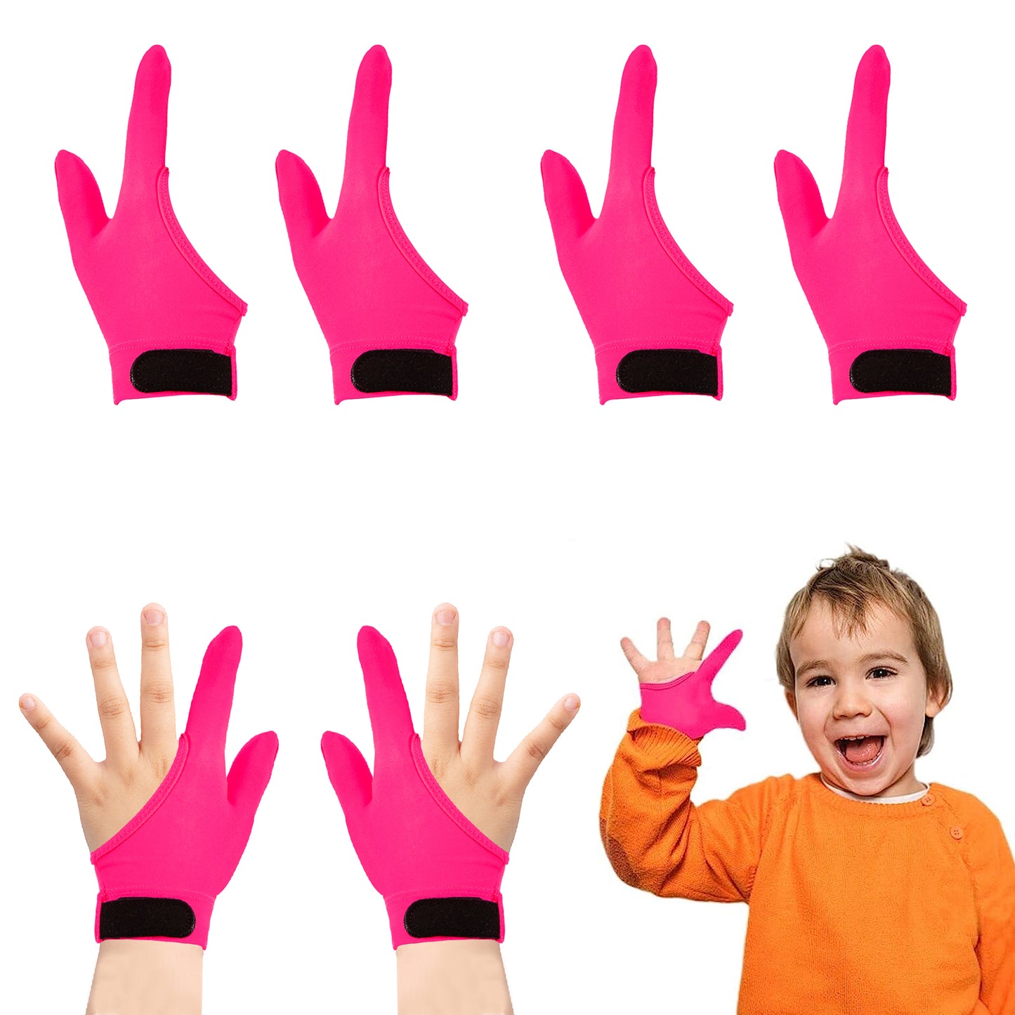 4pcs Thumb Sucking Guard Gloves Kids Chewy Compression Gloves Breathable Guard Nail Biting Gloves Kids Stop Thumb Sucking and Finger Biting