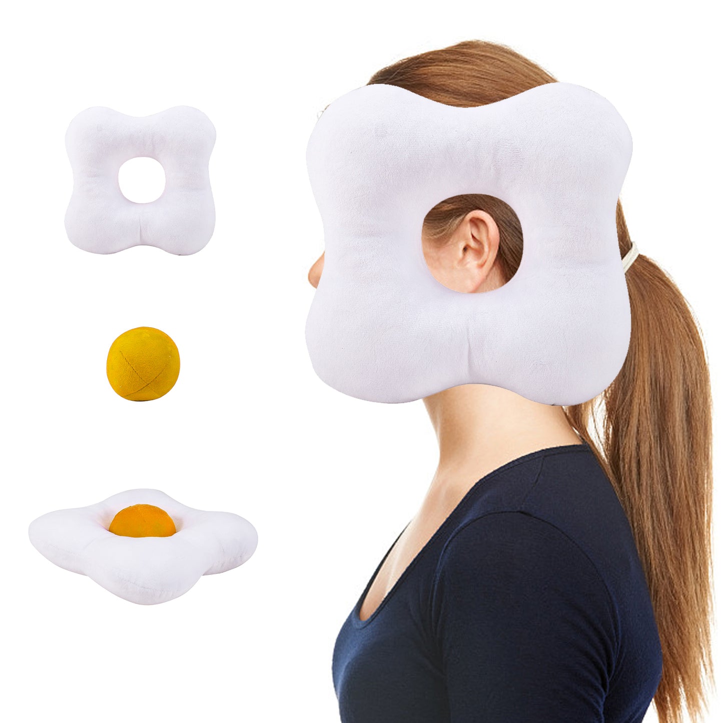 Ear Piercing Pillow for Side Sleepers Donut Pillow for Ear Piercing Ear Surgery CNH Ear Pillow with Hole for Ear Pain Relief,Reduces Ear Pressure Earring Pillow Ear Doughnut Pillow (White)