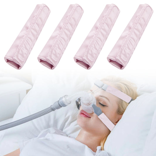 4 Pack Satin CPAP Strap Covers, CPAP Strap Comfort Pads, CPAP face Pads, Comfortable CPAP Supplies Universal and Reusable Design to Reduce CPAP Mask Headgear Red Marks (Pink)