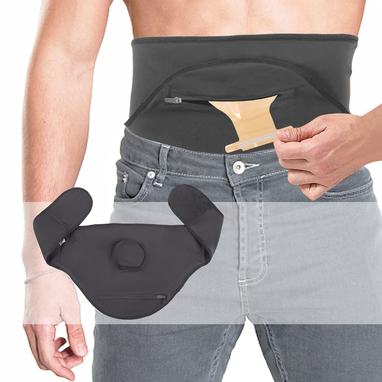 Ostomy Belt Black | Stealth Belt for Ostomy Bag | Ostomy Support Belt | Ostomy Bag Covers | Ostomy Wrap | Ostomy Supplies (M)