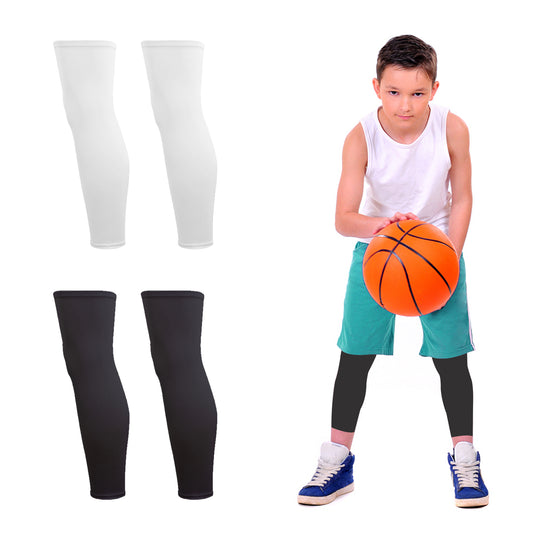 Kids Long Compression Leg Sleeves Non Slip UV Protection Thigh Calf for Youth Boy Girl Basketball,Running,Football Compression Sleeves for Legs,Leg Sleeves for Kids,Basketball Accessories for boys