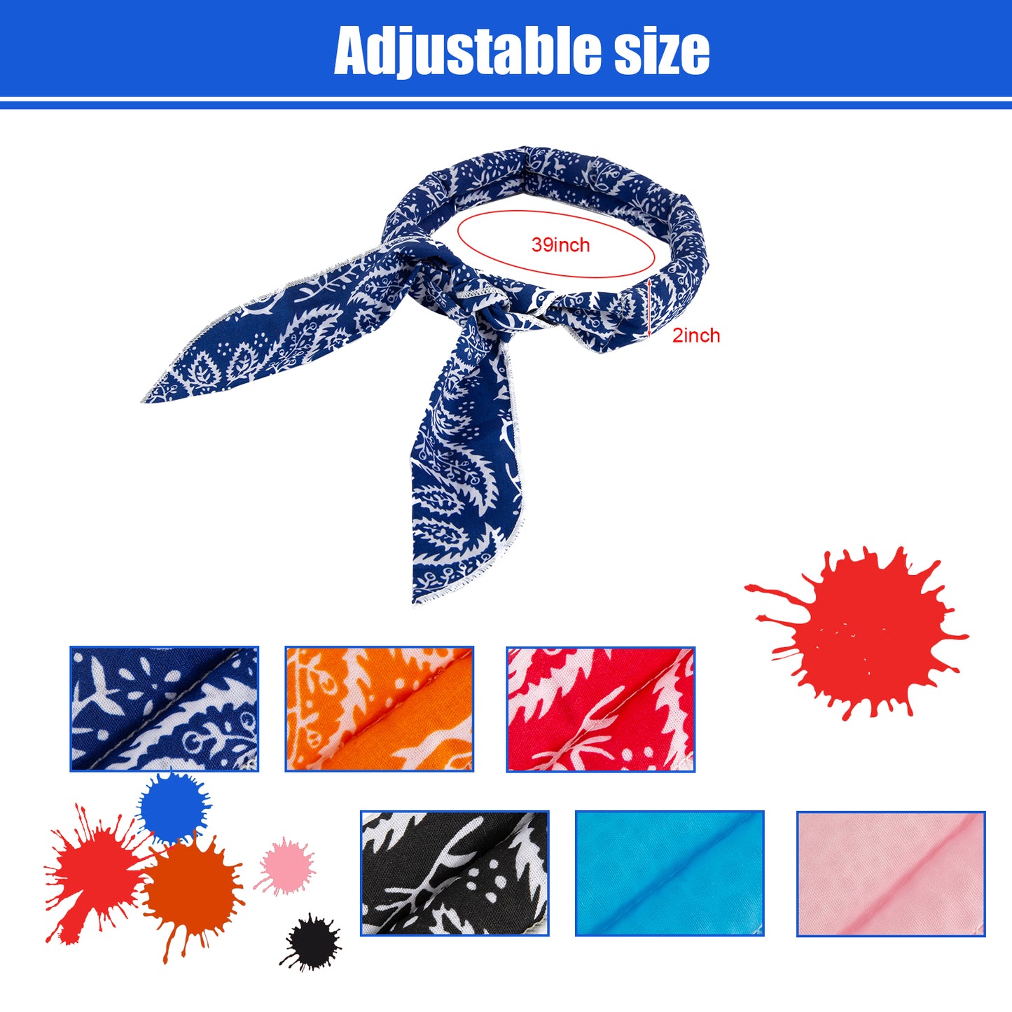 6 Pack Cooling Neck Wraps Ice Cooler Bandanas for Hot Summer, Indoor, Outdoor Cooler Headband for Men Women Camping Running Outdoor Sports