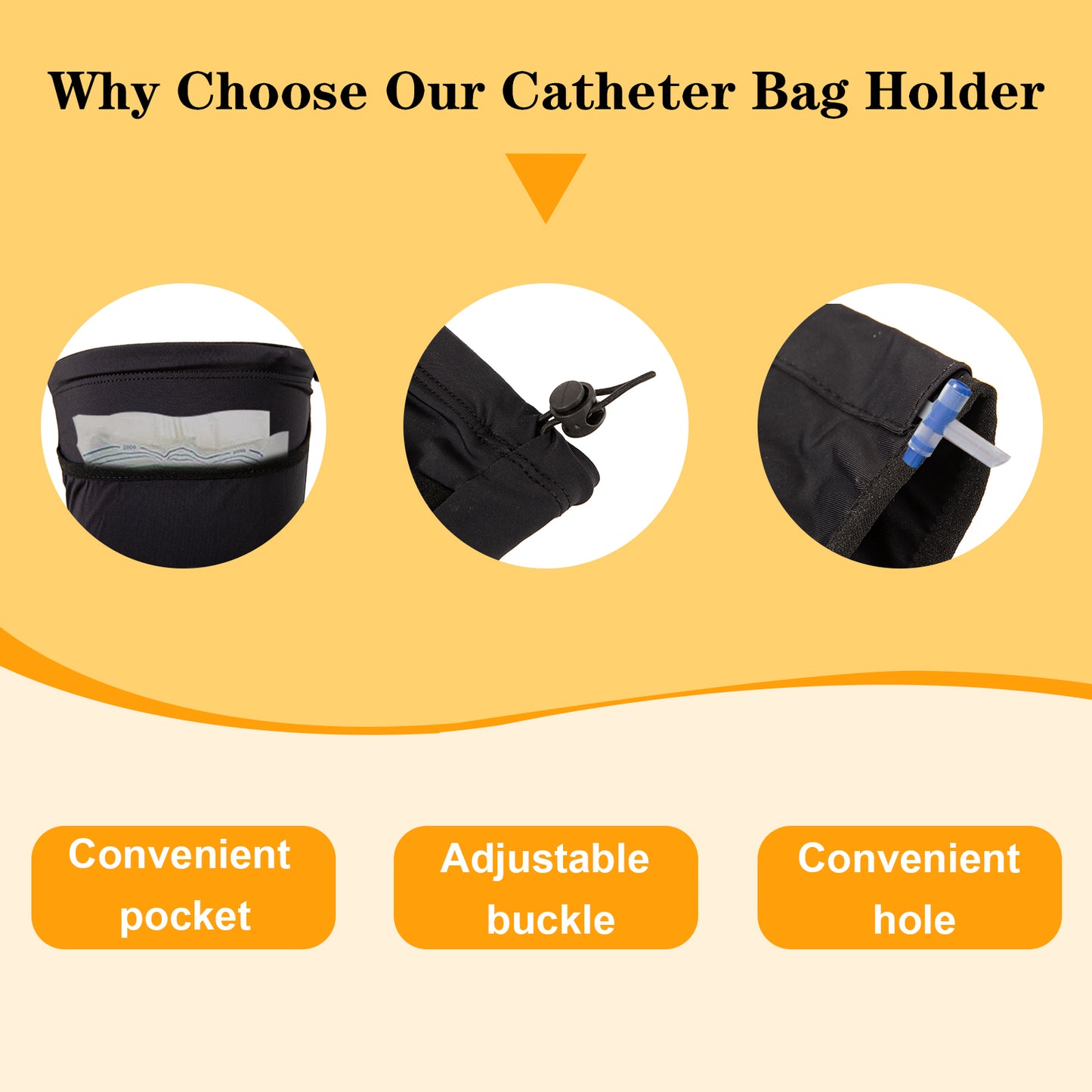 Sac de Jambe de Cathéter, Support de Poche Cathéter Lavable Réutilisable et Confortable,la poche de drainage d'urine,Fixateur de poche de jambe de cathéter