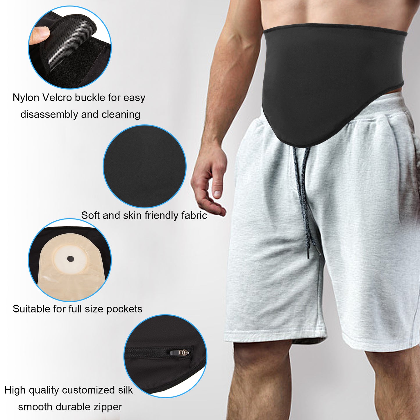 Ostomy Belt Black | Stealth Belt for Ostomy Bag | Ostomy Support Belt | Ostomy Bag Covers | Ostomy Wrap | Ostomy Supplies (M)