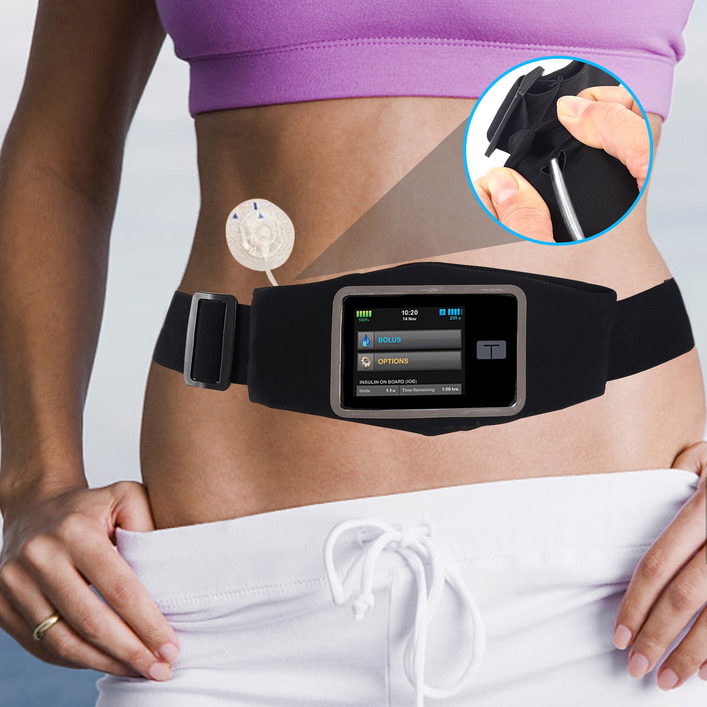 Insulin Pump Belt, Insulin Pump Holder Compatible with Tandem t:Slim/t:Slim X2, Running Waist Belts for Women Men, Diabetic Waist Pack for Storing Insulin Pens,Needles,Diabetes Supplies During Sports