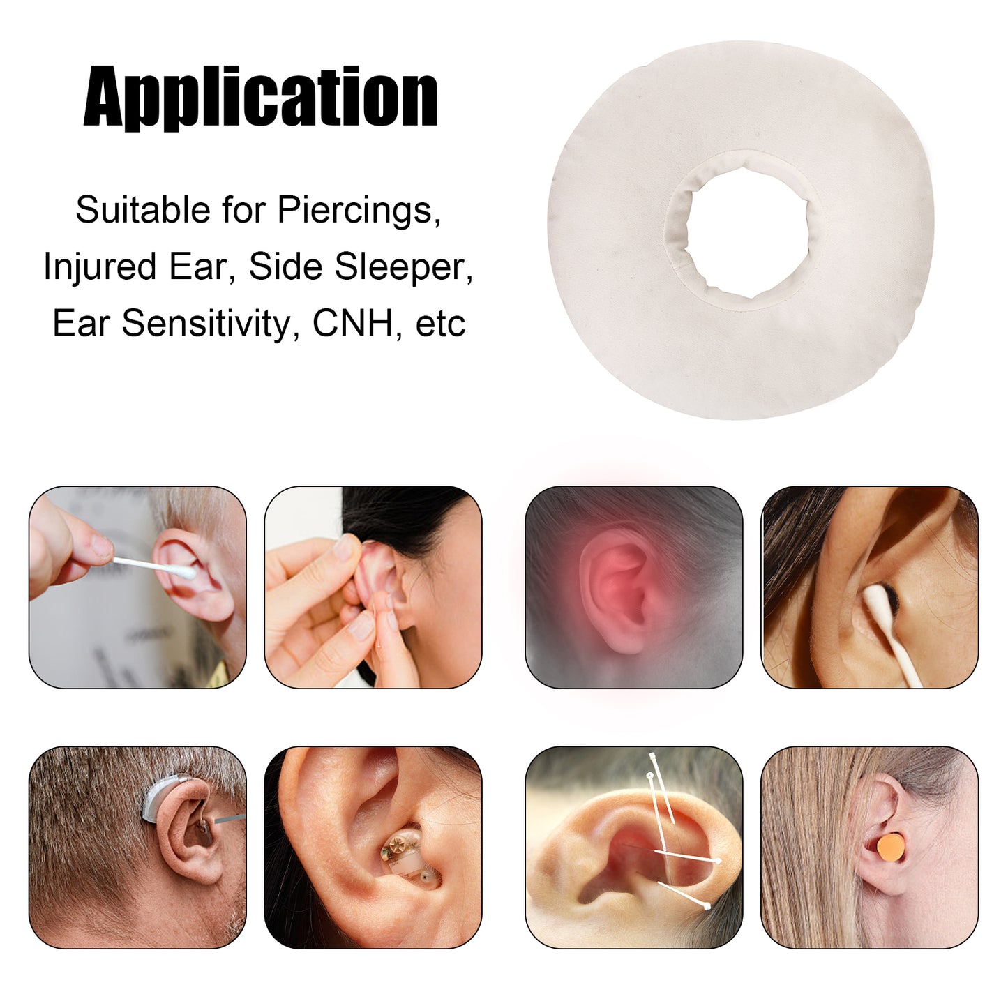 Piercing Pillow Ear Piercing Pillow for Side Sleepers Donut Pillow for Ear Piercing Ear Surgery CNH Ear Pillow with Hole for Ear Pain Relief,Reduces Ear Pressure | Earring Pillow
