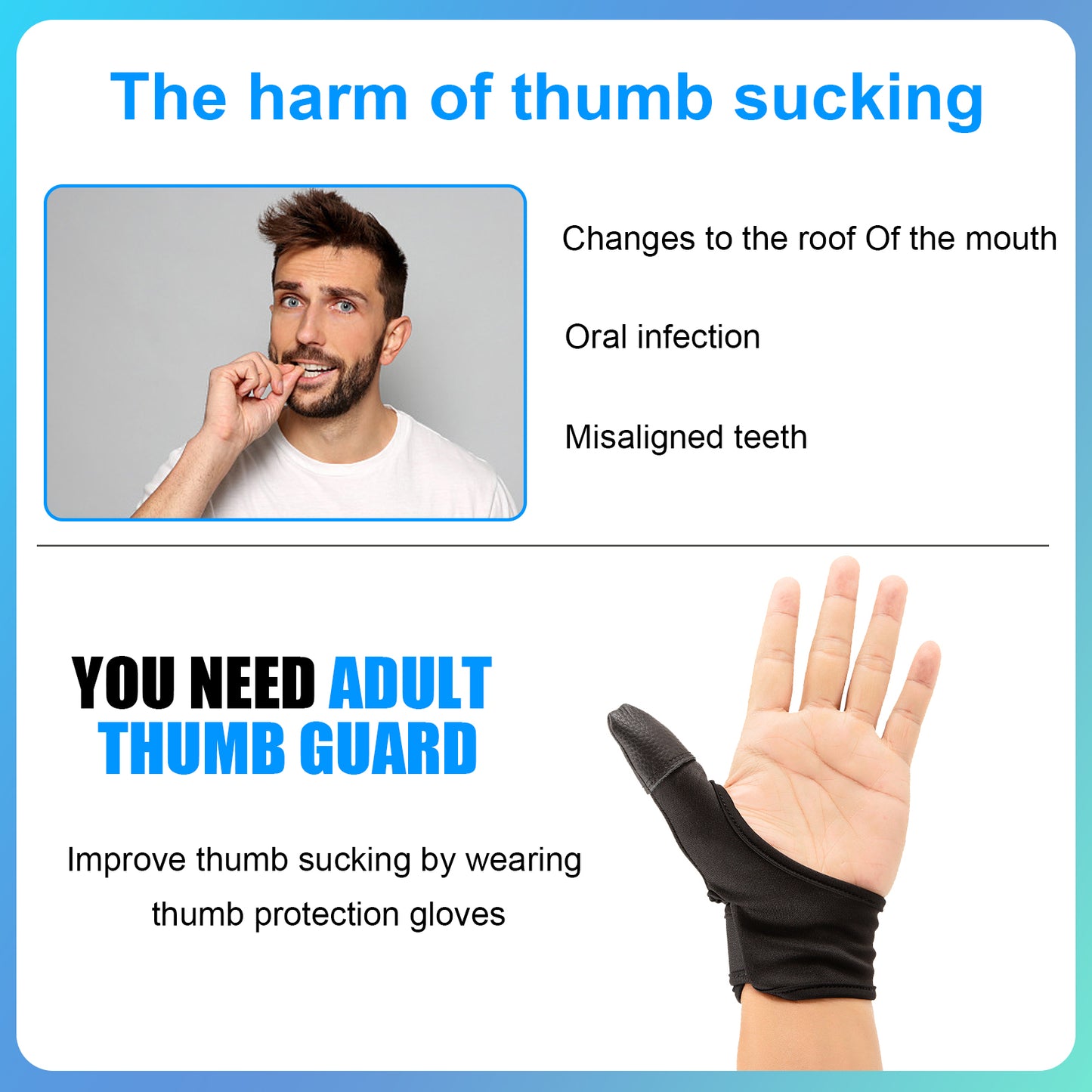 Adult Thumb Guards Habit Finger Gloves for Finger Sucking Stop Nail Thumb Sucking Guard Breathable Thumb Glove to Help Stop Skin Picking Thumb Sucking and Hair Pulling (Leather-1)