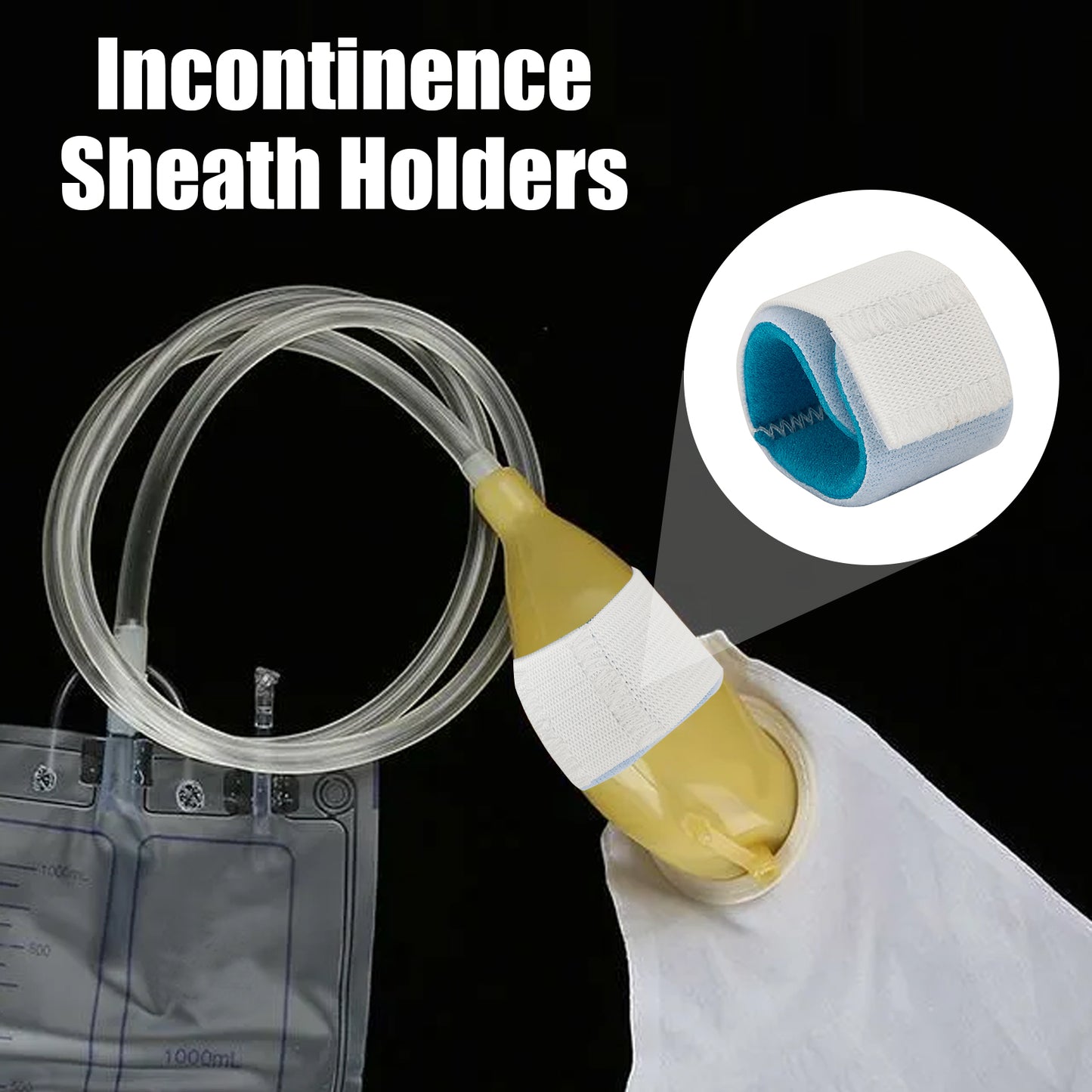 Male External Catheter Fixer Strap, Incontinence Sheath Holders,Male Urinary Incontinence Penile Clamp for Patient, Condom catheters for Men，Reusable Holder Band Anti-Slip Off Fixed Belt