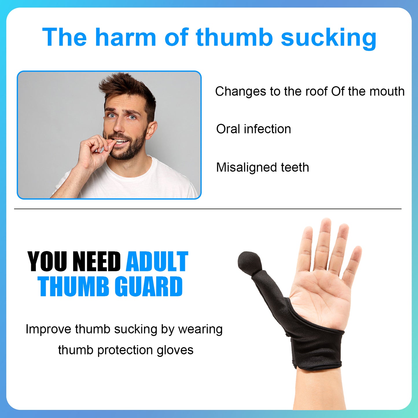 Adult Thumb Guards Habit Finger Gloves for Finger Sucking Stop Nail Thumb Sucking Guard Breathable Thumb Glove to Help Stop Skin Picking Thumb Sucking and Hair Pulling (Leather-1)