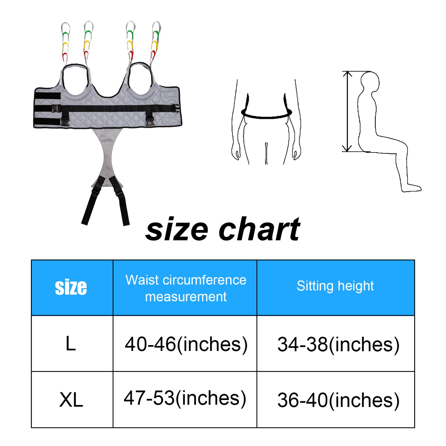 Hoyer Lift Sling for Standing Walking Aids Support Transfer Toileting,Patient Lift Sling Loading Weight 500lbs,Medical Hoist Standing Sling Adjustable Strap Aids Support Leg Training