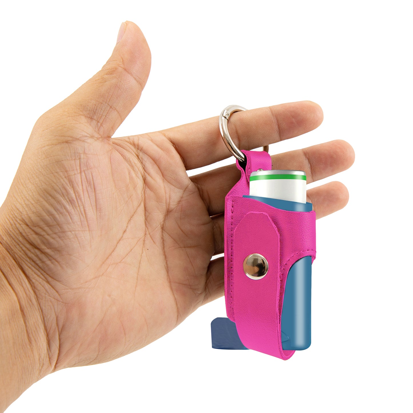 Asthma Inhaler Holder Carrying Holder for L-Shaped Inhaler PU Leather Protective Travel Handy Mini Holster for Adults and Kids,Carrying Case with Carabiner Clip（Inhaler Not Included ）