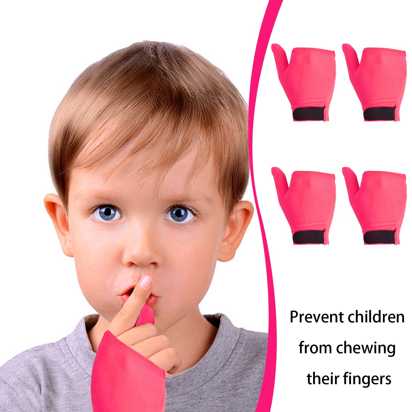4pcs Thumb Sucking Guard Gloves Kids Chewy Compression Gloves Breathable Guard Nail Biting Gloves Kids Stop Thumb Sucking and Finger Biting