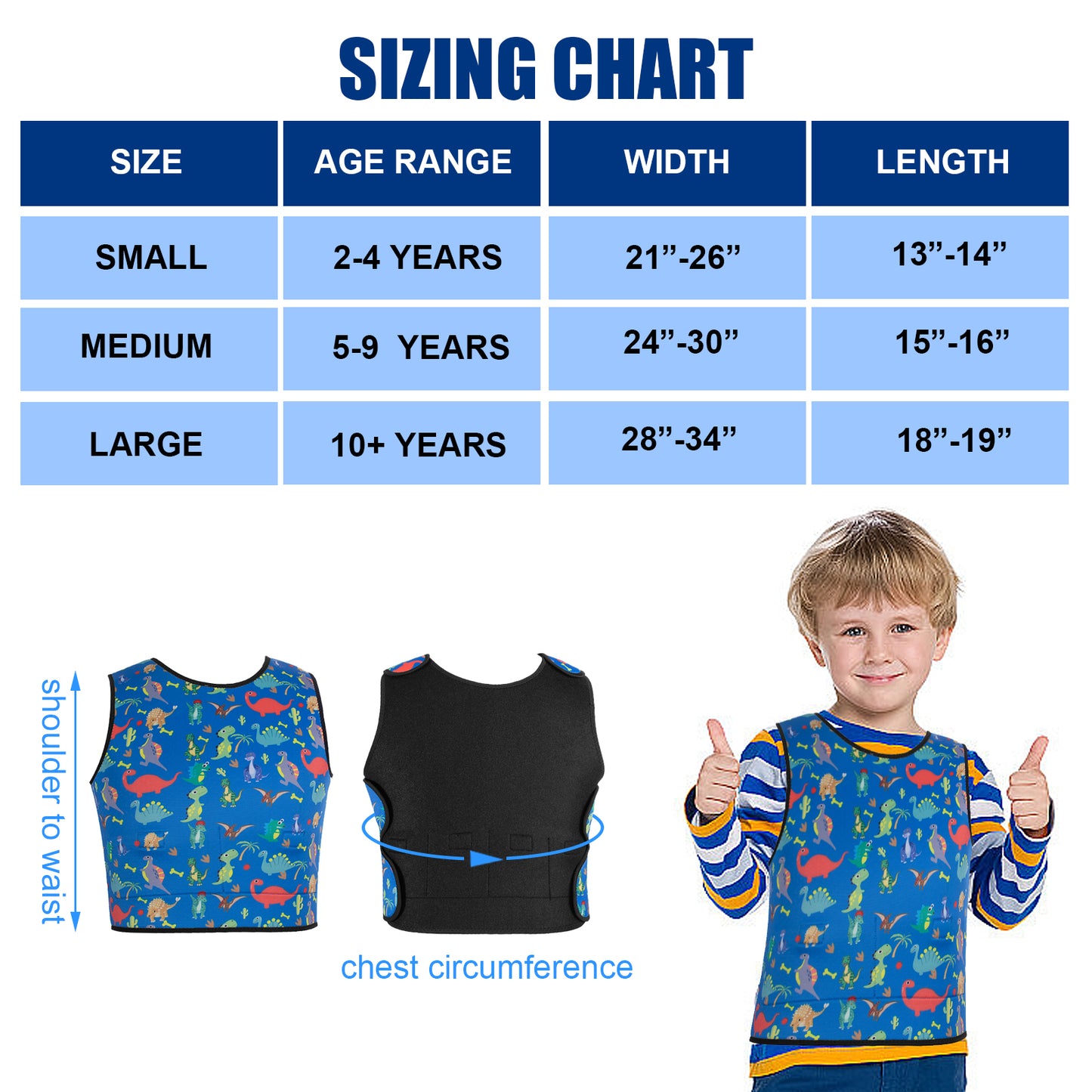 Weighted Vest for Kids with Sensory Issues,Weighted Compression Vest for Children with Autism, ADHD, SPD, Sensory Overload,Autism Sensory Products-Not Include Removable Weights, Dinosaur
