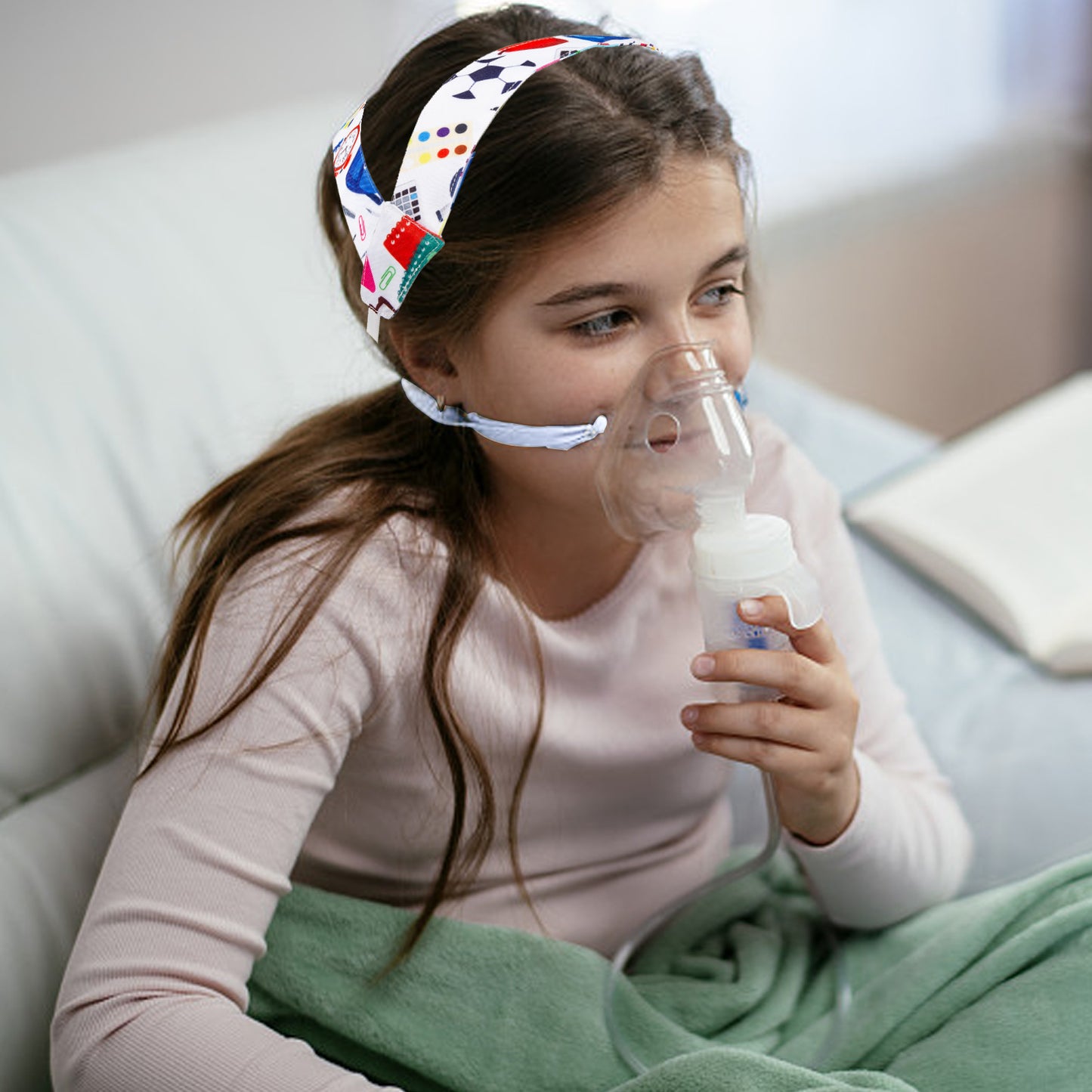 No-Slip Nebulizer Mask Head Strap for Kids,Nebulizer Mask Strap Holder for Cool Mist,Adjustable Mask Holder for Children