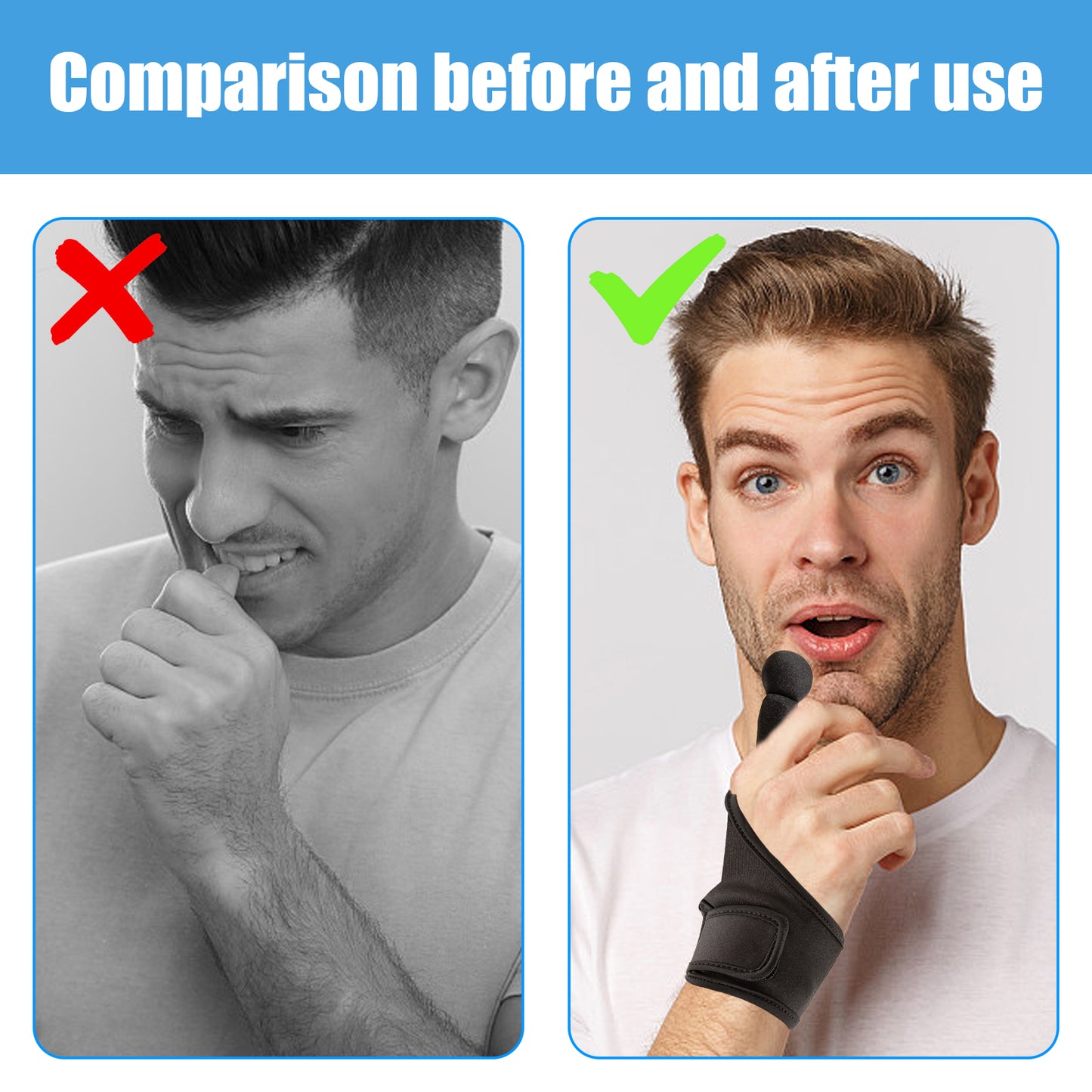 Adult Thumb Guards Habit Finger Gloves for Finger Sucking Stop Nail Thumb Sucking Guard Breathable Thumb Glove to Help Stop Skin Picking Thumb Sucking and Hair Pulling (Leather-1)