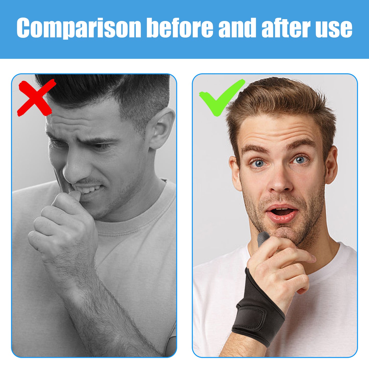Adult Thumb Guards Habit Finger Gloves for Finger Sucking Stop Nail Thumb Sucking Guard Breathable Thumb Glove to Help Stop Skin Picking Thumb Sucking and Hair Pulling (Leather-1)