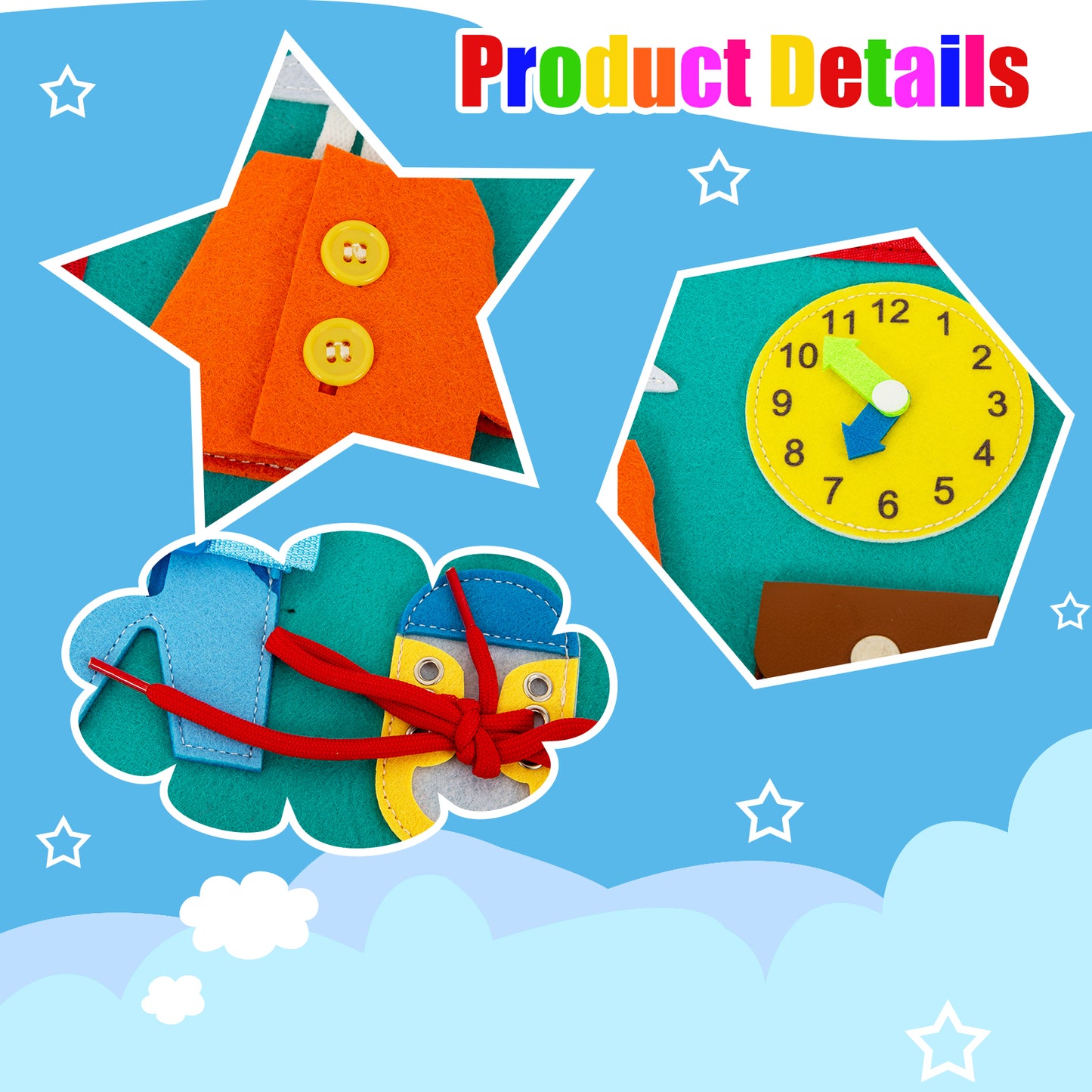 Toddler Busy Board Montessori Toys Busy Book for 1 2 3 4 Year Old Girls Boys Birthday Gifts,Educational Sensory Toys for Preschool Learning Activities,Toddler Baby Kids Airplane Travel Essentials