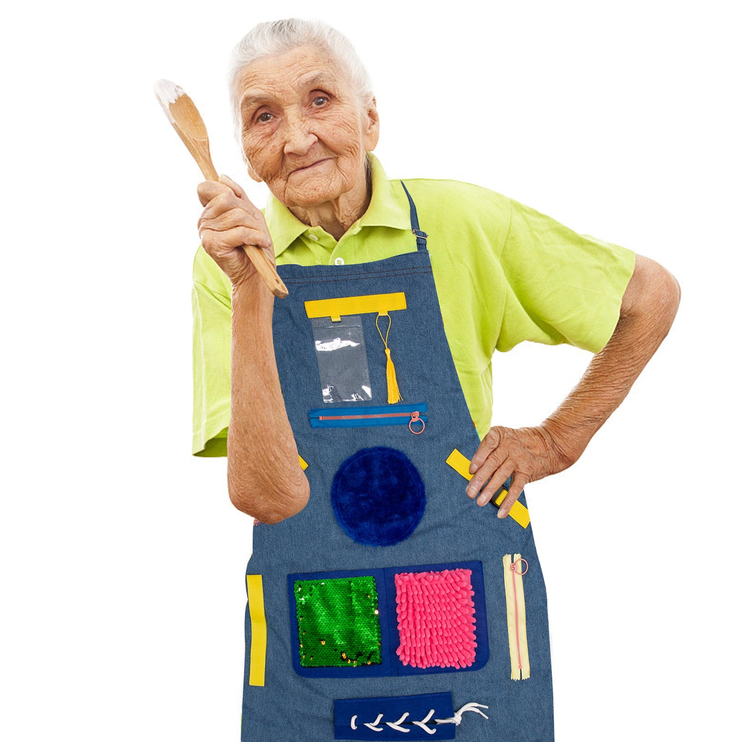 Fidget schort voor senioren, nestdeken voor dementieziekten, sensorische deken voor dementiepatiënten, Alzheimer, Parkinson, autisme, fidget-speelgoed voor angst, dementiehulpmiddelen, sensorische producten