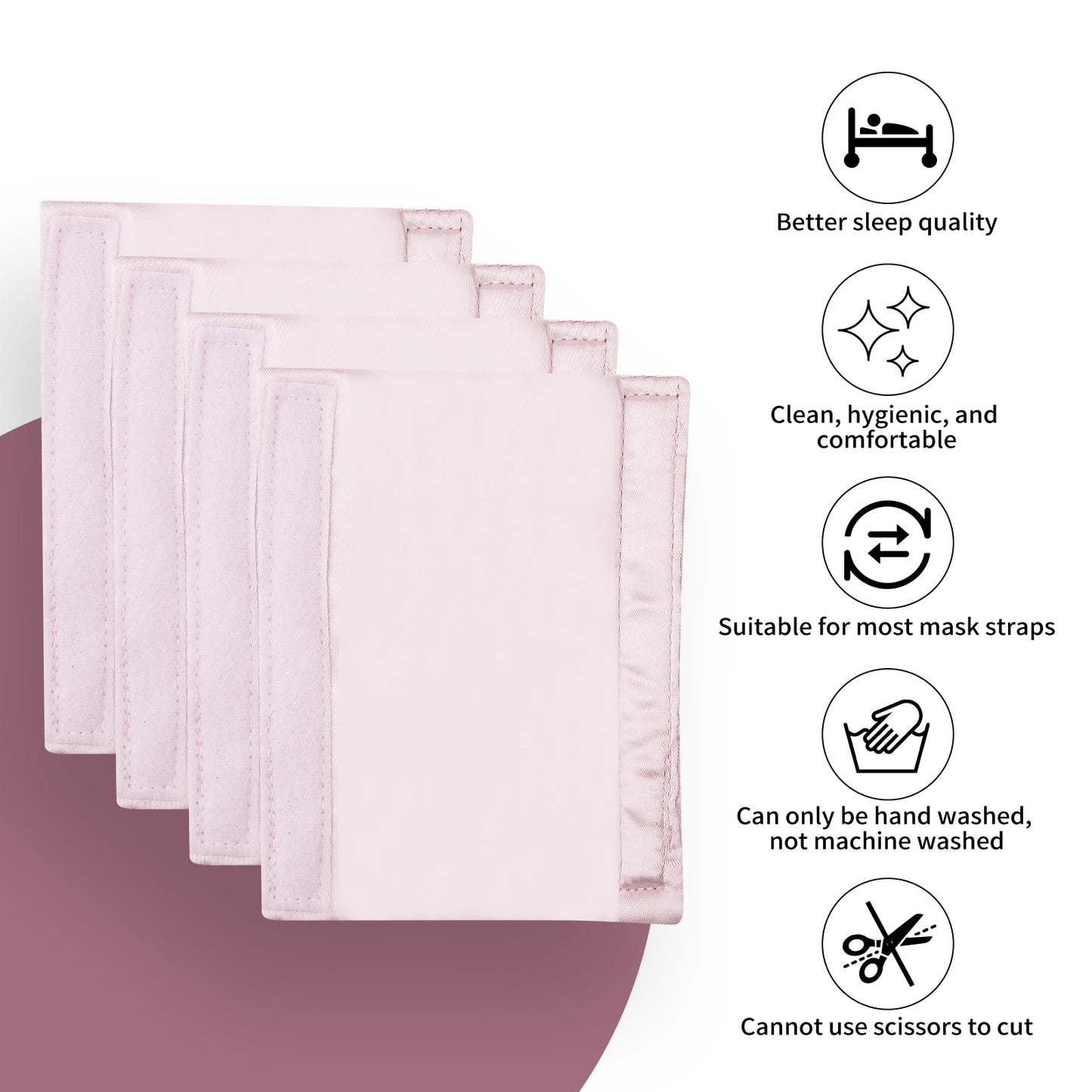 4-Packs Satin CPAP Strap Covers, CPAP Strap Comfort Pads, CPAP face Pads, Comfortable CPAP Supplies CPAP Face Cushion Universal and Comfort Silky CPAP Headgear Pads for Reducing Red Marks