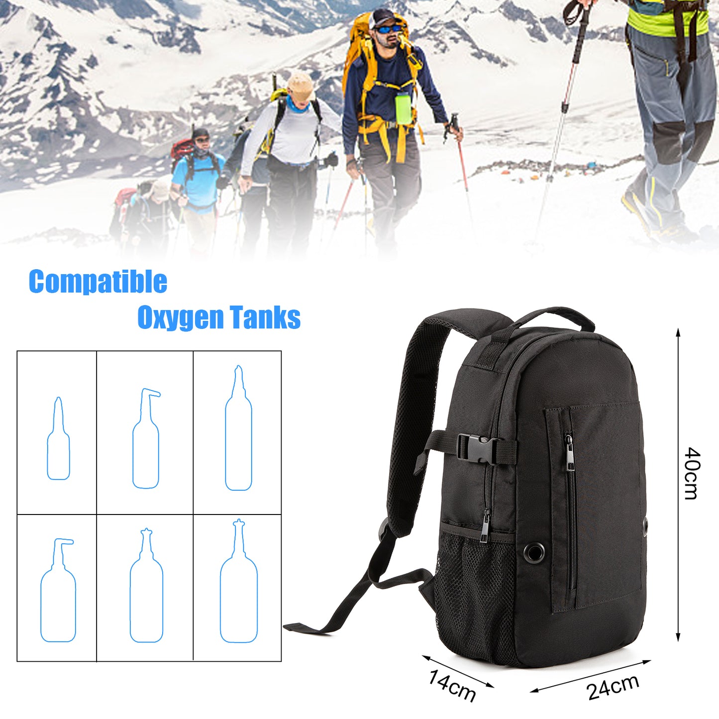 Oxygen Tank Backpack, Portable Oxygen Cylinder Carrying Bag, Ideal for Daily Basis, Shopping, Travel, Fits for Tank Size M2, M4/A, ML6, M6/B, M7, M9/C,