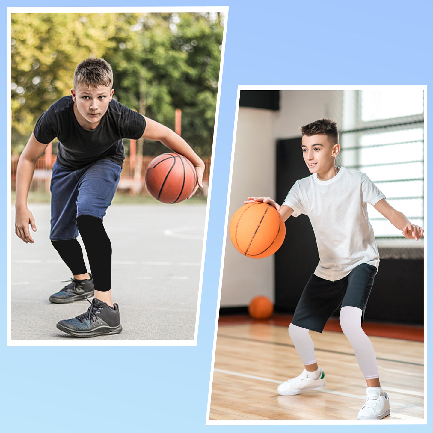 Kids Long Compression Leg Sleeves Non Slip UV Protection Thigh Calf for Youth Boy Girl Basketball,Running,Football Compression Sleeves for Legs,Leg Sleeves for Kids,Basketball Accessories for boys