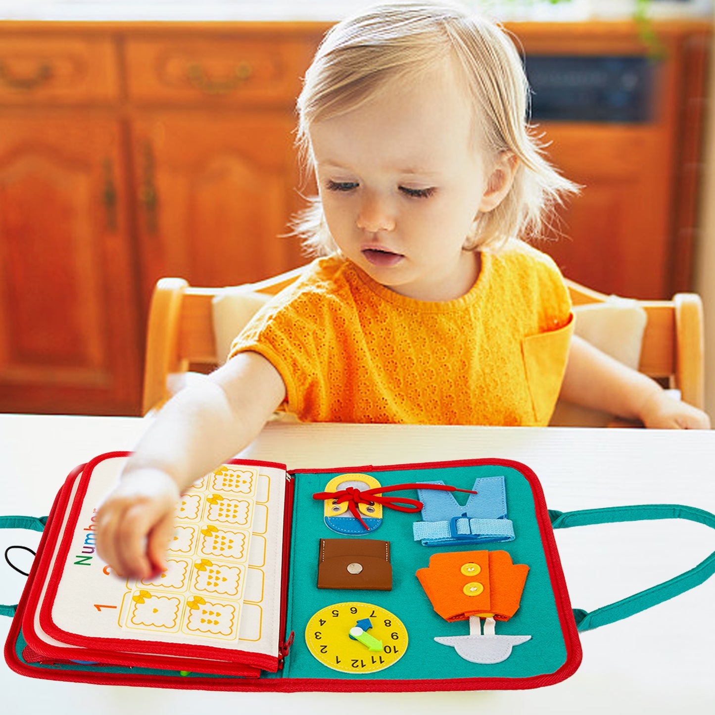 Toddler Busy Board Montessori Toys Busy Book for 1 2 3 4 Year Old Girls Boys Birthday Gifts,Educational Sensory Toys for Preschool Learning Activities,Toddler Baby Kids Airplane Travel Essentials