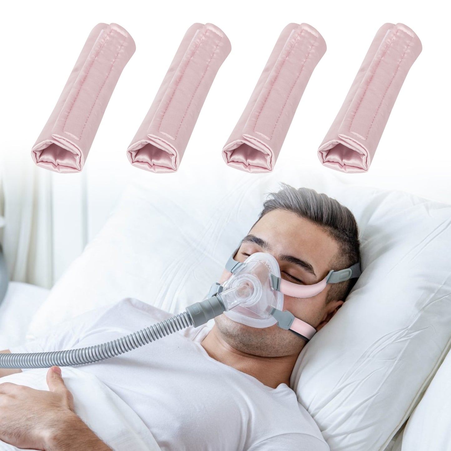 4-Packs Satin CPAP Strap Covers, CPAP Strap Comfort Pads, CPAP face Pads, Comfortable CPAP Supplies CPAP Face Cushion Universal and Comfort Silky CPAP Headgear Pads for Reducing Red Marks